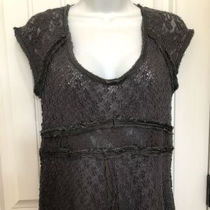 Free People black lace short sleeve top